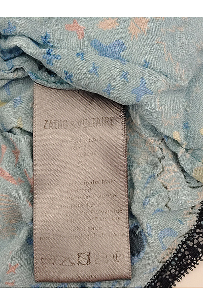 Zadig&Voltaire deluxe Dámský modrý top bez rukávů s potiskem a volánky Vel. S | Zadig&Voltaire deluxe | obrázek 5