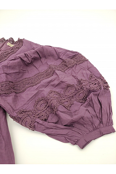 Oasis Fialové bavlněné mini šaty boho krajkové Velikost UK 8 | Oasis | obrázek 4