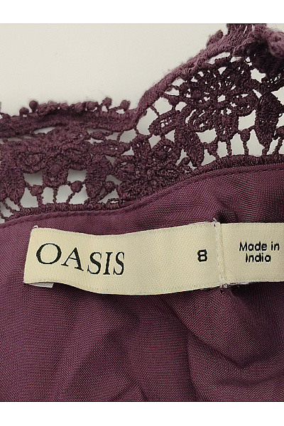 Oasis Fialové bavlněné mini šaty boho krajkové Velikost UK 8 | Oasis | obrázek 6