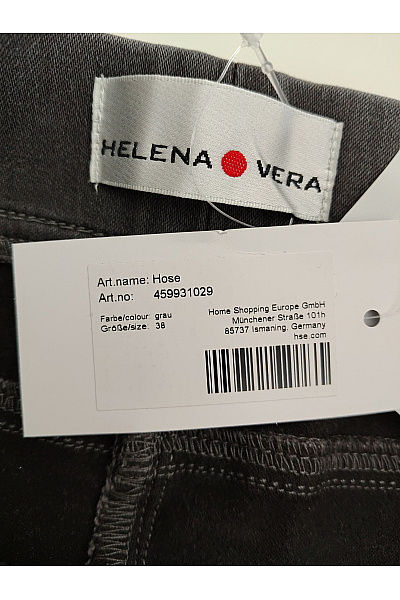 HELENA VERA Dámské bavlněné šedé kalhoty s kapsami a pružným pasem Velikost DE 38 | HELENA VERA | obrázek 6