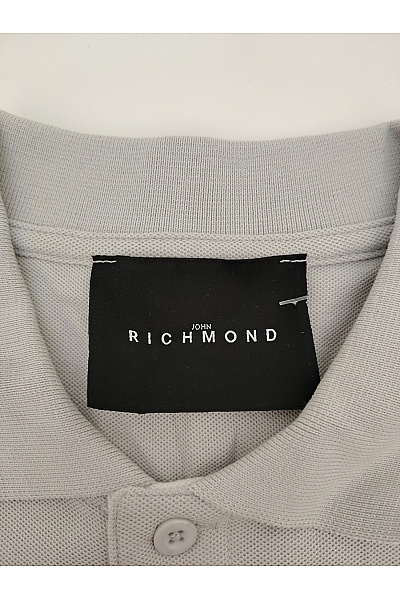 John Richmond Pánské šedé bavlněné polo tričko s krátkým rukávem a nápisem Velikost M | John Richmond | obrázek 4