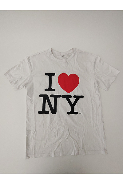LOVE Bílé bavlněné tričko s krátkým rukávem a nápisem I NY Vel. M | LOVE | obrázek 2