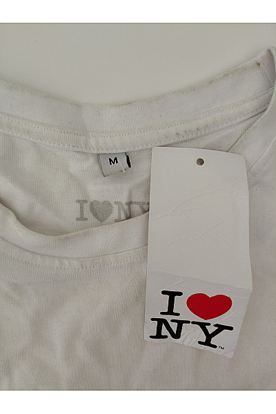LOVE Bílé bavlněné tričko s krátkým rukávem a nápisem I NY Vel. M | LOVE | obrázek 5