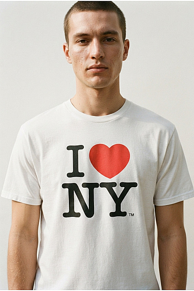 LOVE Bílé Bavlněné Tričko S Krátkým Rukávem A Nápisem I NY Vel. M