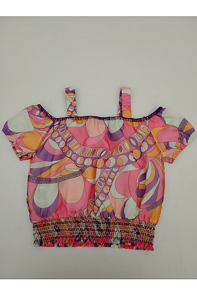 Guess Barevné retro crop top s odhalenými rameny a krátkým rukávem Velikost UK 10 | Guess | obrázek 8