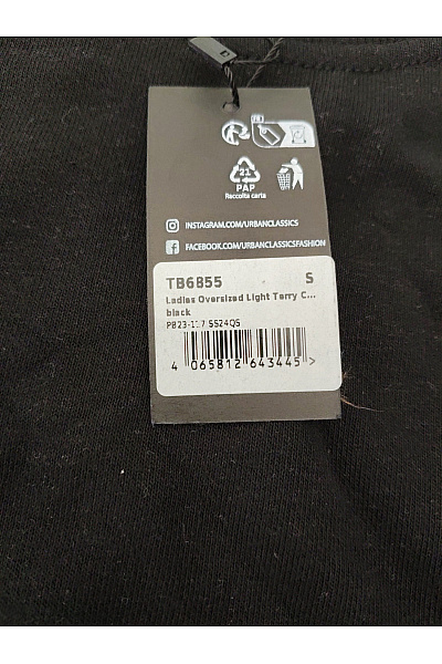 URBAN CLASSICS Černá bavlněná mikina crewneck oversized Vel. S | URBAN CLASSICS | obrázek 6