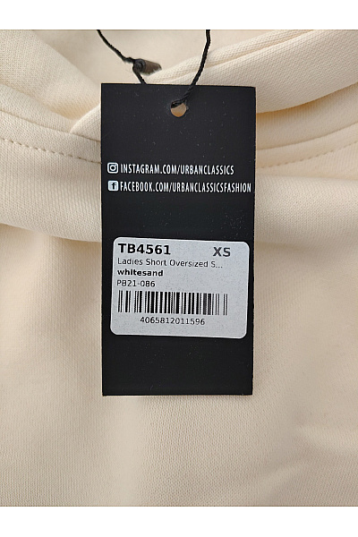 URBAN CLASSICS Béžová bavlněná crop mikina s kapucí | URBAN CLASSICS | obrázek 6