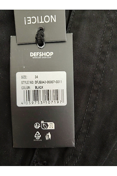 def Pánské černé bavlněné cargo kalhoty s kapsami na stehnech Vel. EU 34 | def | obrázek 5