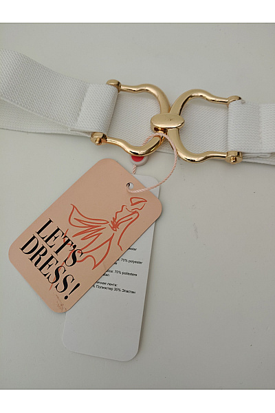 Let's Dress Bílý dámský elastický pásek se zlatou sponou | Let's Dress | obrázek 3