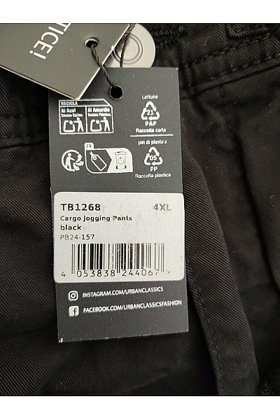 URBAN CLASSICS Pánské černé bavlněné cargo kalhoty s kapsami na stehnech Vel. 4XL | URBAN CLASSICS | obrázek 6