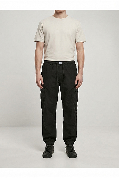 URBAN CLASSICS Pánské černé Bavlněné Cargo Kalhoty S Kapsami Na Stehnech Vel. 4XL