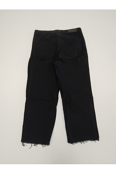 URBAN CLASSICS Černé bavlněné džíny wide leg s roztřepenými nohavicemi Vel. 33 | URBAN CLASSICS | obrázek 6