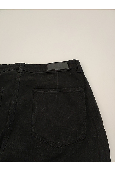 URBAN CLASSICS Černé bavlněné džíny wide leg s roztřepenými nohavicemi Vel. 33 | URBAN CLASSICS | obrázek 7