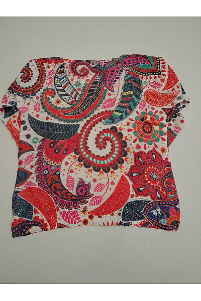 Barevné dámské tričko s dlouhým rukávem a paisley vzorem Vel. DE 42 | Unimoda | obrázek 4