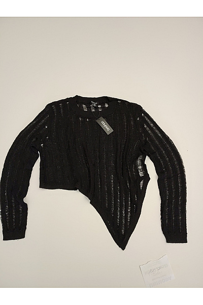 boohoo Černý asymetrický crop pulovr s dlouhým rukávem Vel. EU 48 | boohoo | obrázek 2