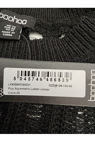 boohoo Černý asymetrický crop pulovr s dlouhým rukávem Vel. EU 48 | boohoo | obrázek 6