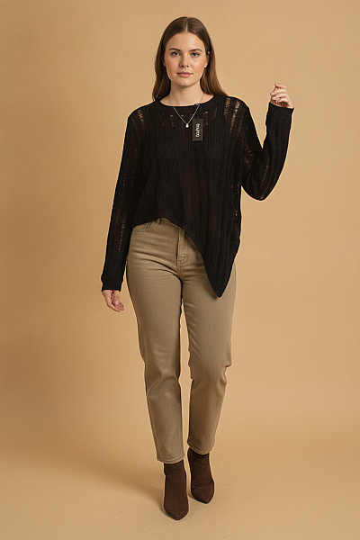 Boohoo Černý Asymetrický Crop Pulovr S Dlouhým Rukávem Vel. EU 48