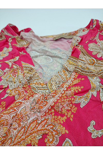 ZAUBERSTERN Růžové boho šaty s paisley vzorem krátké letní Velikost M | ZAUBERSTERN | obrázek 4