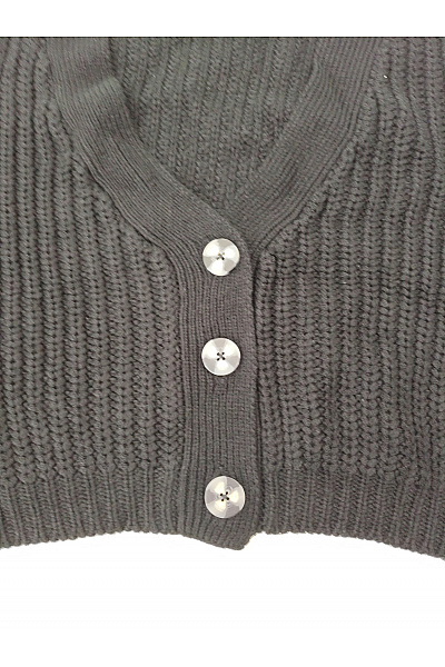 URBAN CLASSICS Černý pletený crop kardigan na knoflíky do véčka Vel. XS | URBAN CLASSICS | obrázek 2