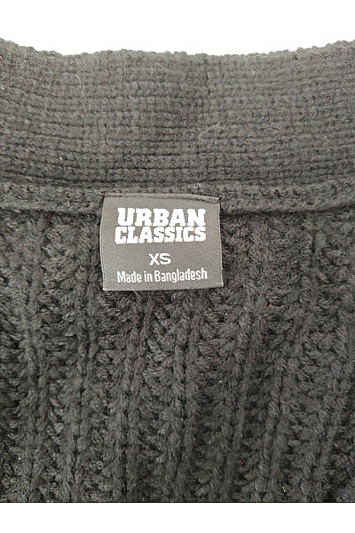 URBAN CLASSICS Černý pletený crop kardigan na knoflíky do véčka Vel. XS | URBAN CLASSICS | obrázek 6