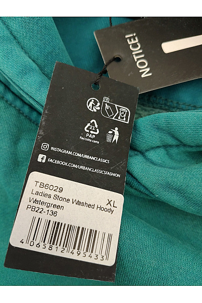 URBAN CLASSICS Dámská zelená bavlněná mikina s kapucí přes hlavu Vel. XL | URBAN CLASSICS | obrázek 7