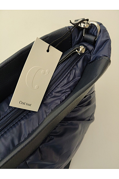 C'est tout Modrá prošívaná crossbody kabelka měkká | C'est tout | obrázek 7