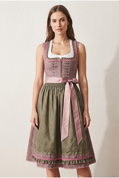 Stockerpoint Dámské Bavlněné Dirndl šaty Midi Květované S Páskem Velikost XS