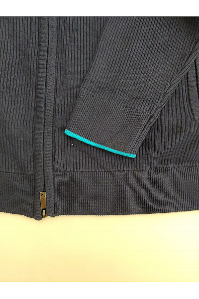 GENTLEMEN SELECTION Pánský modrý žebrovaný pletený svetr na zip se stojáčkem Vel. DE 48 | GENTLEMEN SELECTION | obrázek 3