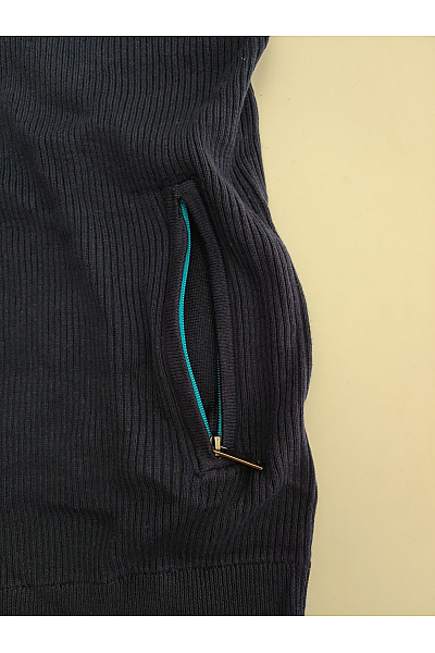 GENTLEMEN SELECTION Pánský modrý žebrovaný pletený svetr na zip se stojáčkem Vel. DE 48 | GENTLEMEN SELECTION | obrázek 4