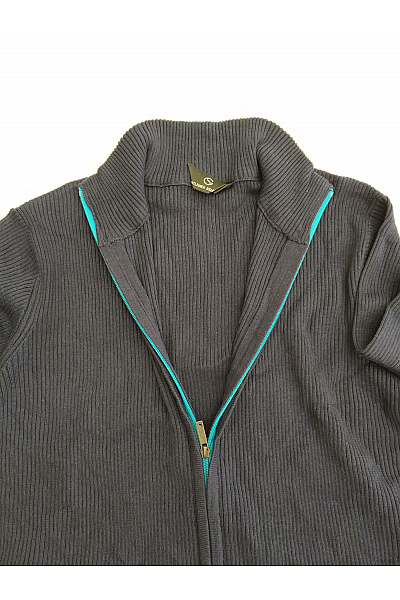GENTLEMEN SELECTION Pánský modrý žebrovaný pletený svetr na zip se stojáčkem Vel. DE 48 | GENTLEMEN SELECTION | obrázek 5