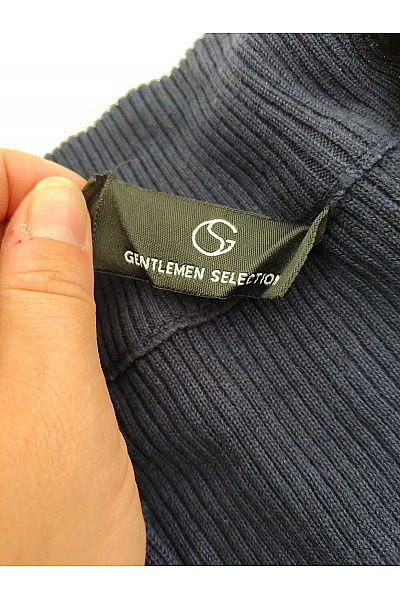GENTLEMEN SELECTION Pánský modrý žebrovaný pletený svetr na zip se stojáčkem Vel. DE 48 | GENTLEMEN SELECTION | obrázek 6