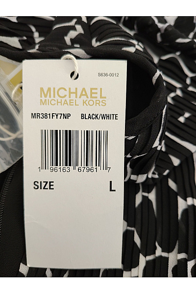 MICHAEL KORS Černobílé midi šaty se zvířecím vzorem s dlouhým rukávem Vel. US L | MICHAEL KORS | obrázek 6