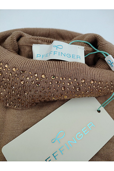 PFEFFINGER Dámská hnědá halenka s krátkým rukávem a kamínky Vel. DE 42 | PFEFFINGER | obrázek 7