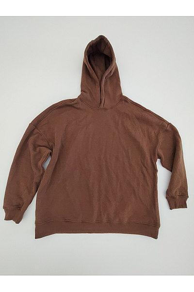 Pánská Hnědá Bavlněná Oversized Mikina S Kapucí Velikost L