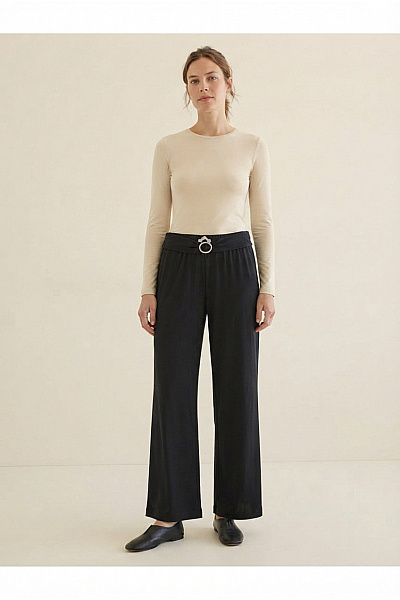 COUTURE LINE Černé široké Kalhoty S Vysokým Pasem Vel. DE 46