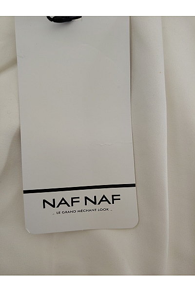NAF Bílé elegantní kalhoty s vysokým pasem a páskem Vel. EU 36 | NAF NAF | obrázek 3