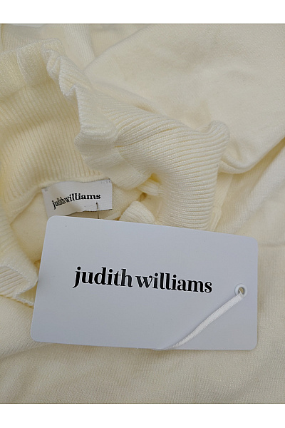 Judith Williams Bílý dámský pletený pulovr se stojáčkem a nabíranými rukávy Vel. DE 48 | Judith Williams | obrázek 7