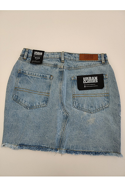 URBAN CLASSICS Modrá džínová mini sukně s vysokým pasem a třásněmi Velikost 30 | URBAN CLASSICS | obrázek 3