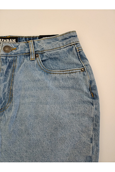 URBAN CLASSICS Modrá džínová mini sukně s vysokým pasem a třásněmi Velikost 30 | URBAN CLASSICS | obrázek 4