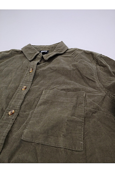 URBAN CLASSICS Dámská khaki manšestrová košile s dlouhým rukávem bavlněná Vel. S | URBAN CLASSICS | obrázek 3
