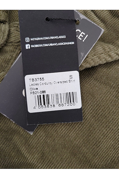 URBAN CLASSICS Dámská khaki manšestrová košile s dlouhým rukávem bavlněná Vel. S | URBAN CLASSICS | obrázek 5