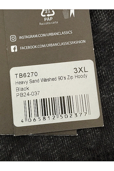 URBAN CLASSICS Pánská černá bavlněná mikina na zip oversized streetwear Vel. 3XL | URBAN CLASSICS | obrázek 6