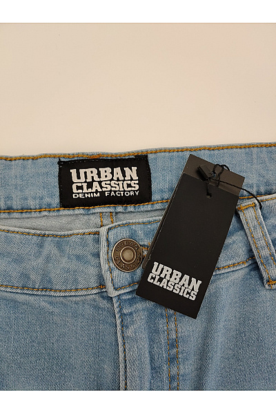 URBAN CLASSICS Modré bavlněné džíny s vysokým pasem a roztřepenými nohavicemi Vel. EU 34 | URBAN CLASSICS | obrázek 3
