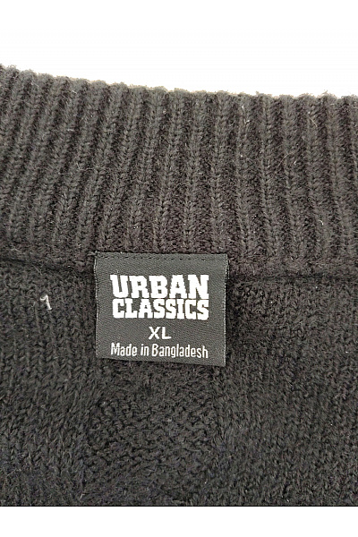 URBAN CLASSICS Černý pletený kardigan s copánkovým vzorem do véčka Velikost XL | URBAN CLASSICS | obrázek 6