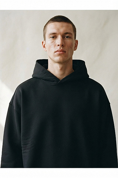 Pánská černá Bavlněná Oversized Mikina S Kapucí Přes Hlavu Vel. 3XL