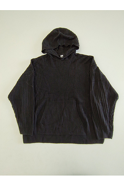 URBAN CLASSICS Černý pletený žebrovaný oversized pulovr s kapucí Vel. 4XL | URBAN CLASSICS | obrázek 2