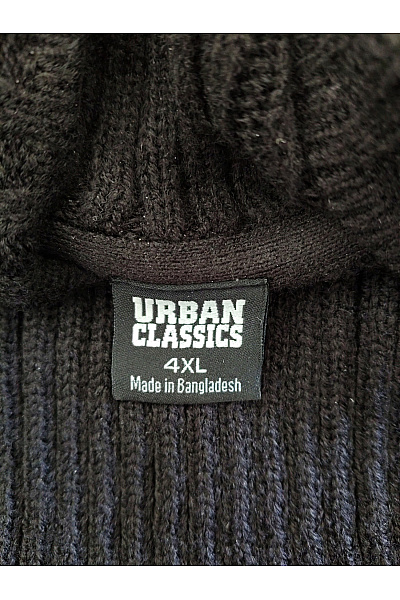 URBAN CLASSICS Černý pletený žebrovaný oversized pulovr s kapucí Vel. 4XL | URBAN CLASSICS | obrázek 7