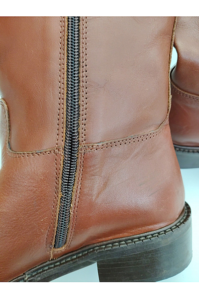 Minelli Hnědé kožené vysoké kozačky na nízkém podpatku elegantní zimní Vel. 37 | Minelli | obrázek 6