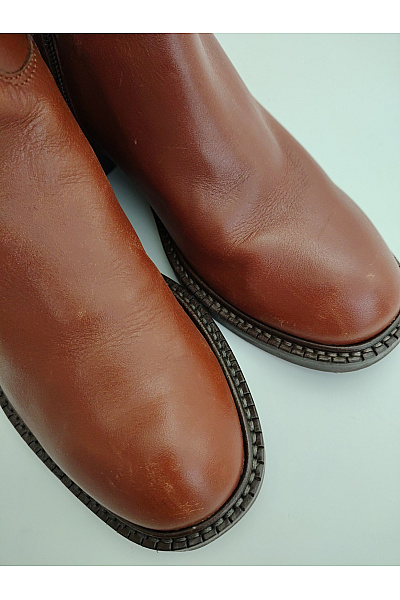Minelli Hnědé kožené vysoké kozačky na nízkém podpatku elegantní zimní Vel. 37 | Minelli | obrázek 7
