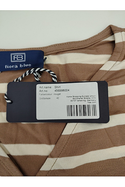 fiora blue Hnědé pruhované zavinovací tričko s dlouhým rukávem a uzlem Vel. DE 42 | fiora blue | obrázek 9